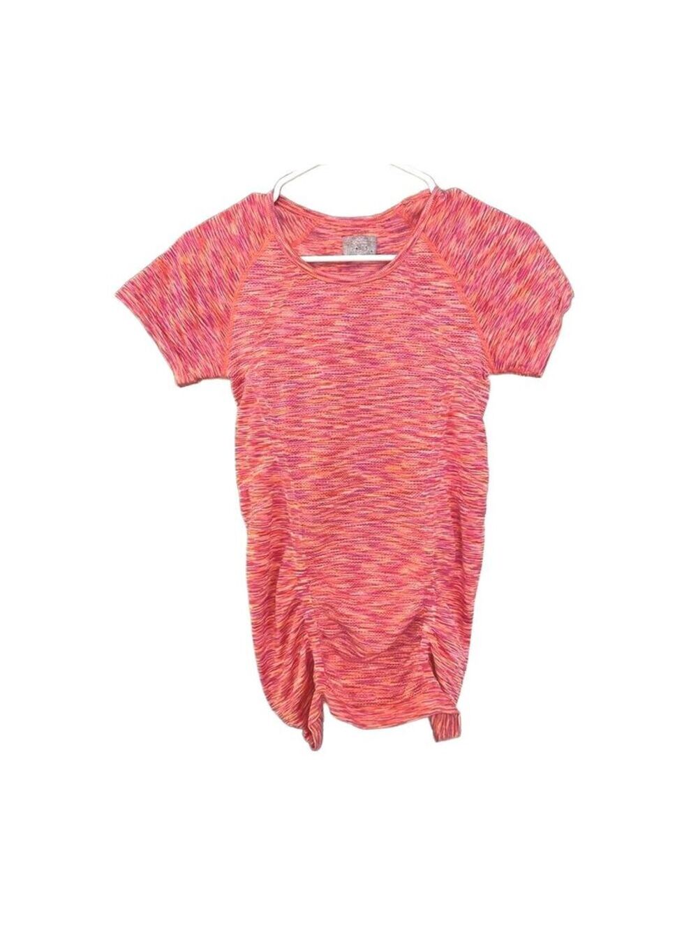 Athleta Women's Small Pink Orange Space Dye Short Sleeve with Rouching